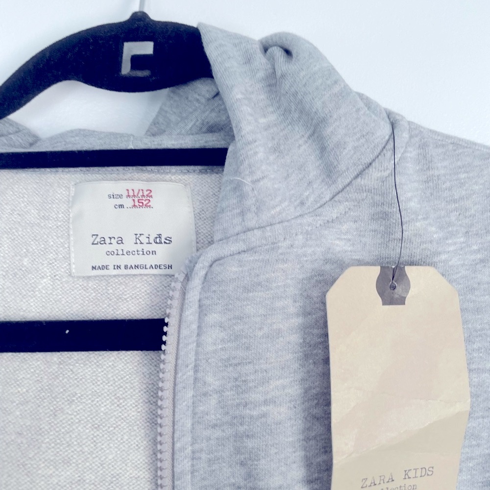 Kids 11–12 Year old grey hoodie NWT